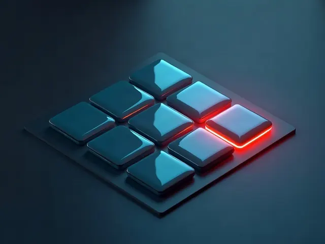 Dark glass tiles with one tile glowing coral